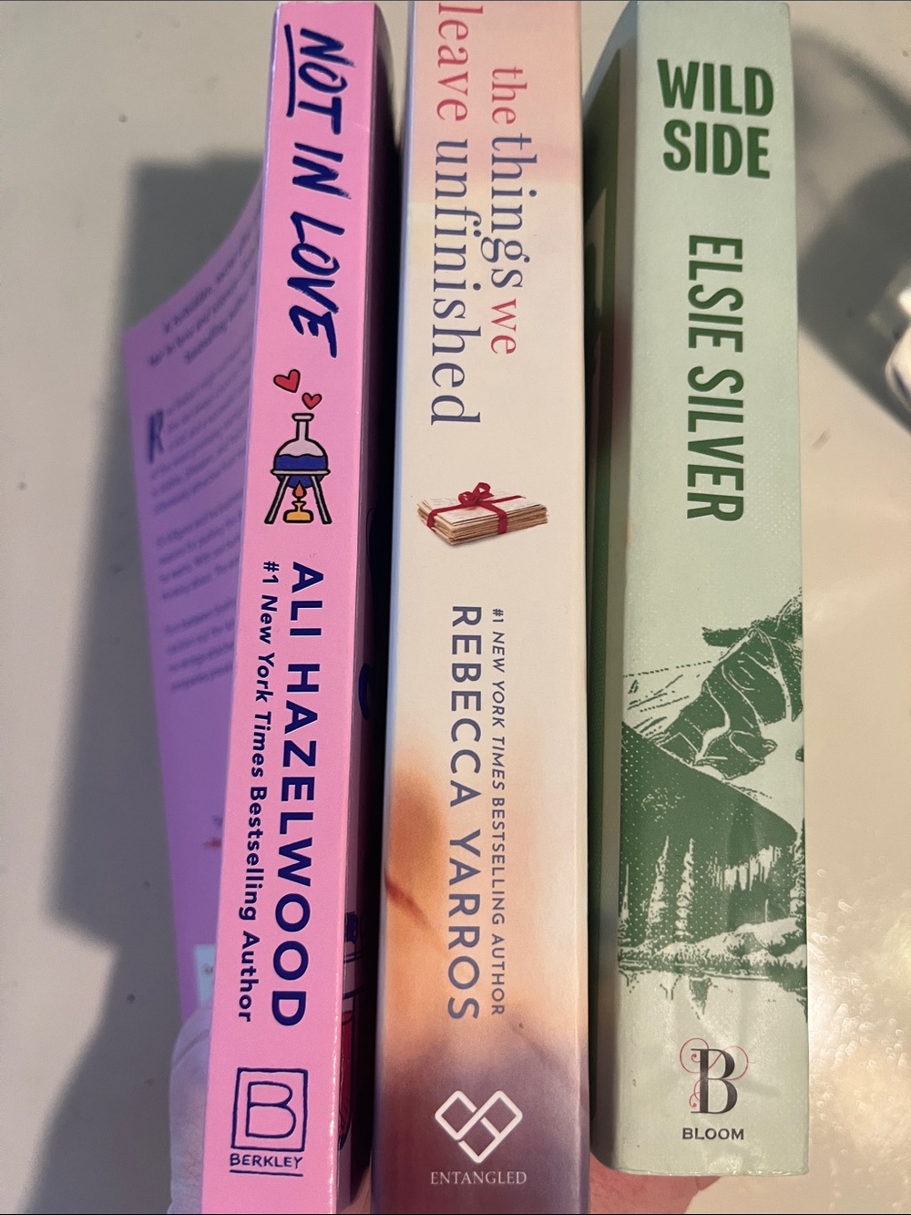 3 books - Ali Hazelwood Not in Love - Pink Paperback Romance